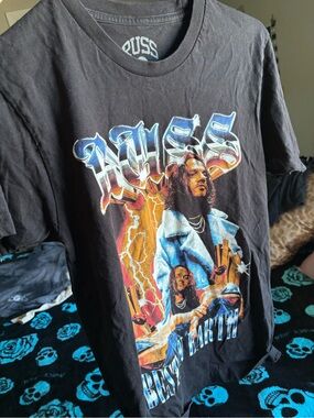 Russ Black Graphic Short Sleeve Tee with Multicolor Front Art